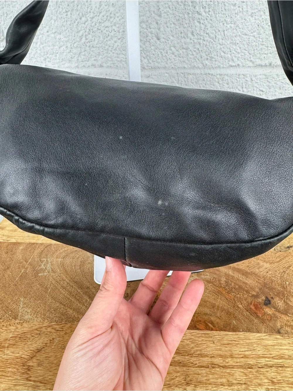 St. Agni Soft Crescent Bag Black Lambskin Leather Shoulder Bag